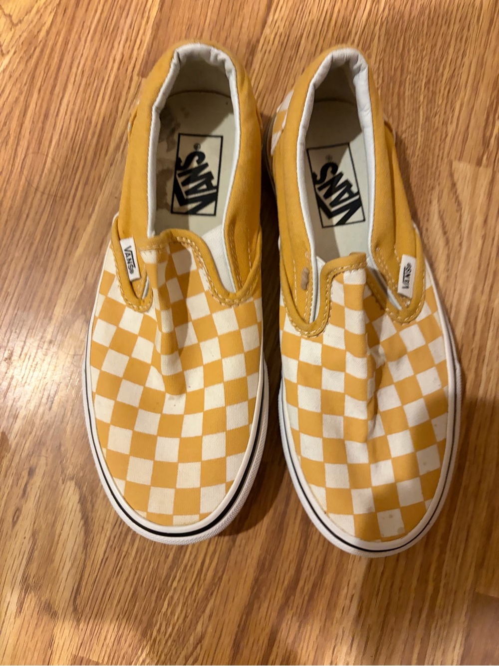 Vans Mustard Yellow Checkerboard Classic Slip-On Shoes - Picture 4 of 10